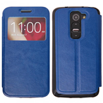 Custodia in Ecopelle Slim View con Holder Blu per LG G2 Mini / D620