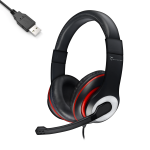 Techmade TM-SW799-USB Cuffie Stereo USB Con Microfono Headset Nero / Rosso