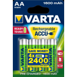 4 Batterie Ricaricabili 1600mAh AA Stilo NiMH Varta 56716 HR6 1.2V