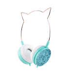 Auricolari Cuffie con filo CAT EAR Modello YLFS-22 Jack 3.5mm Azzurro