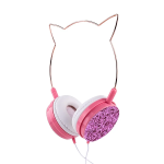 Auricolari Cuffie con filo CAT EAR Modello YLFS-22 Jack 3.5mm Rosa