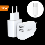 Caricatore Dual USB 2.4A 12W + Cavo USB Type C