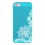 Custodia TPU Acqua Marina Trasparente Fiori Bianchi Apple iPhone 5S / 5 