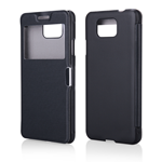 Custodia Flip Cover Magnetica con View in PVC Nero per Samsung Galaxy Alpha / G850F