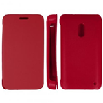 Custodia in PVC e Ecopelle Rossa Flip Cover per Nokia Lumia 620