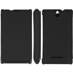 Custodia in PVC e Ecopelle Nera Flip Cover per Sony Xperia E dual / C1605 / C1604
