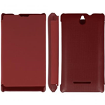 Custodia in PVC e Ecopelle Rossa Flip Cover per Sony Xperia E dual / C1605 / C1604
