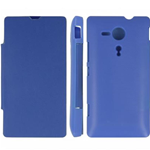 Custodia in PVC e Ecopelle Azzurra Flip Cover per Sony Xperia SP/ M35h / C5302