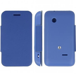 Custodia in PVC e Ecopelle Azzurra Flip Cover per Sony Xperia ST21i Tipo HSC