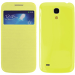 Custodia in Ecopelle e Flip Cover Giallo S View per Samsung S4 Mini i9190 / i9192 / i9195