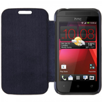 Custodia in PVC e Ecopelle Blu Flip Cover per HTC Desire 200