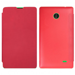 Custodia in PVC e Ecopelle Rossa Flip Cover per Nokia X