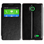 Custodia in Ecopelle Slim View con Holder Nero per Nokia X