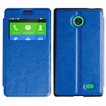 Custodia in Ecopelle Slim View con Holder Blu per Nokia X