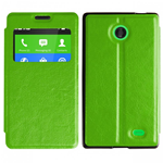 Custodia in Ecopelle Slim View con Holder Verde per Nokia X