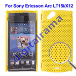 Custodia in PVC Ultra Sottile Forata Bulk Yellow/Giallo per Sony Ericsson Xperia Arc LT15i / X12