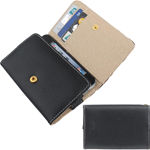 Custodia in ecopelle portafoglio nero con sacchetto per smartphone 4.5''