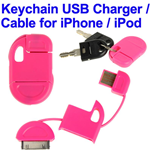Portachiavi Caricabatterie USB x iPhone 4 e 4S, iPhone 3GS / 3G, iPad 2 / iPad, iPod Touch Pink/Rosa