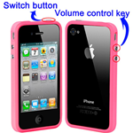 Cover/Cornice Bumper in TPU Rosa con Tasti x Apple iPhone 4 & 4S