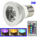 Faretto LED 3W RGB Con Controllo Remoto e Telecomando Tipo basso: E27 AC 85-265V