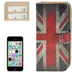 Custodia in Ecopelle Bandiera Inglese UK Vintage Flip Laterale per Apple iPhone 5C