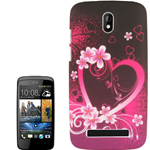 Custodia in PVC Nero e Cuore per HTC Desire 500